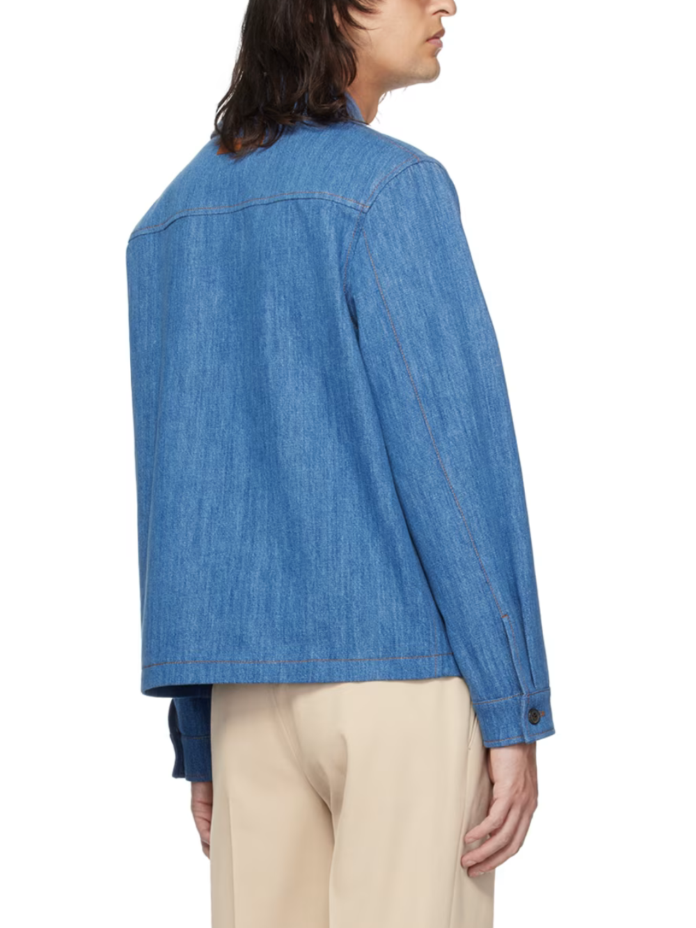 Shop Zegna Blue Buttoned Denim Jacket Light Blue