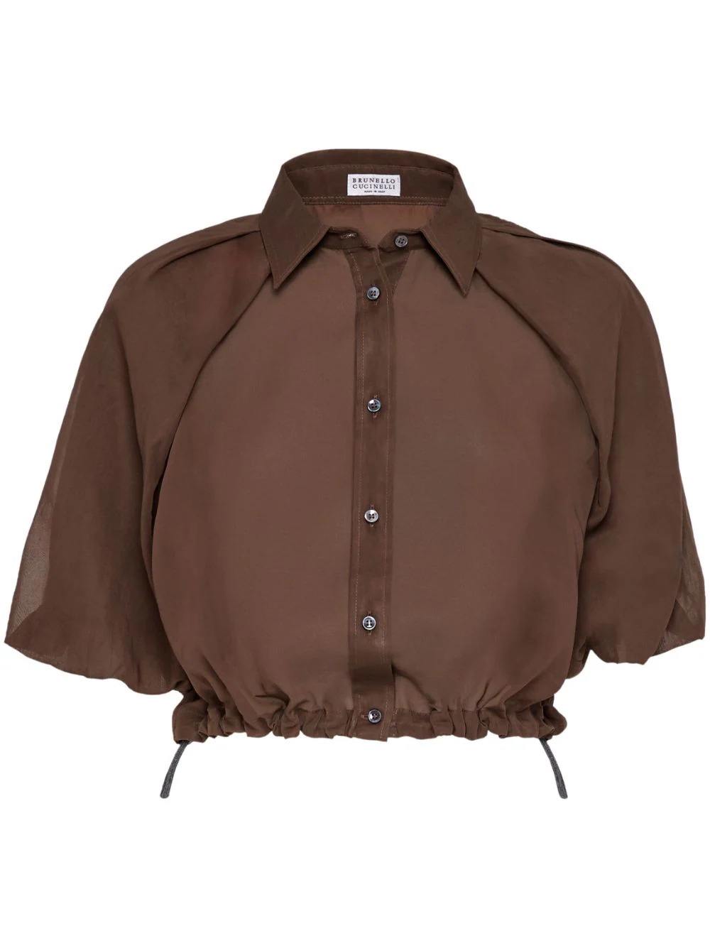 Brunello Cucinelli Organza Cropped Shirt Brown