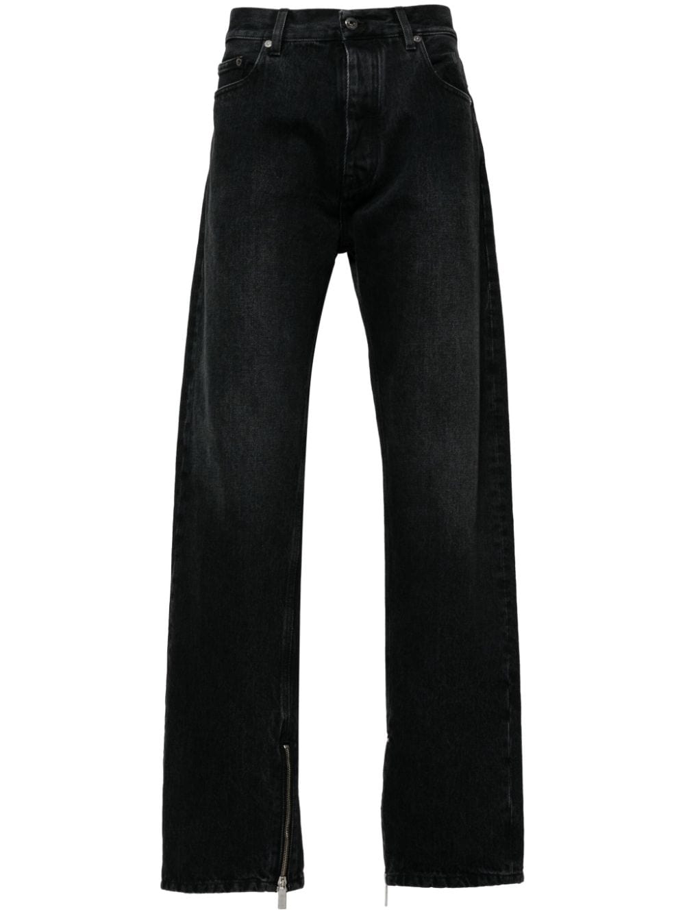 Off-white Zip-detail Straigh-leg Jeans In 1300 Vintage Black No Color