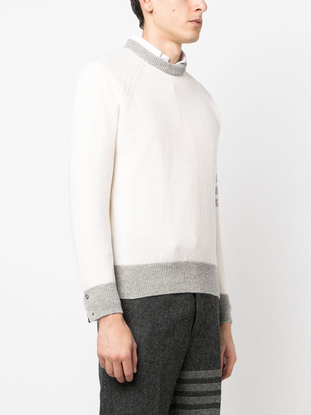 Shop Thom Browne Wool Knit Jumper White