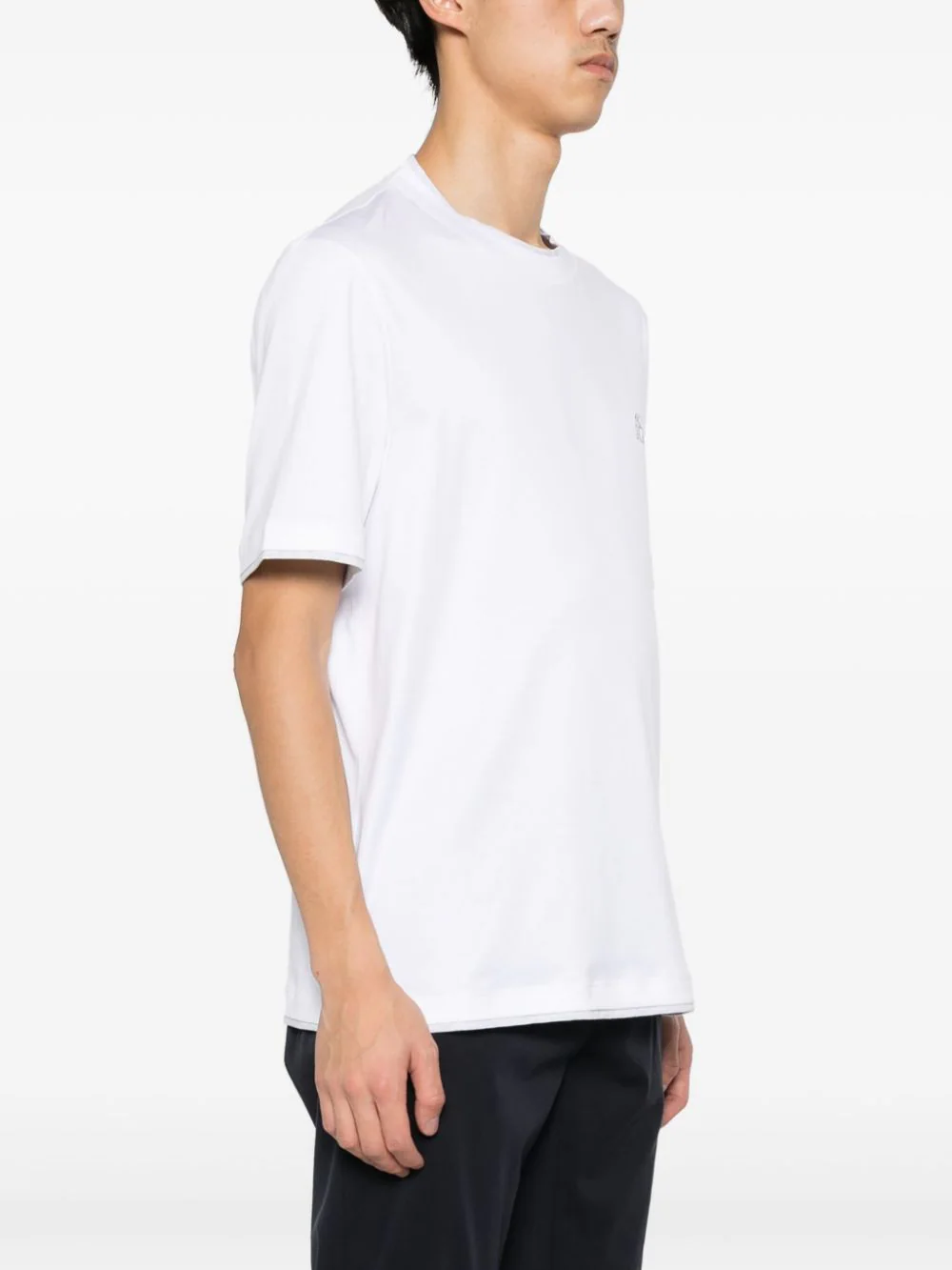 Shop Brunello Cucinelli Logo Embroidered Layered T-shirt White