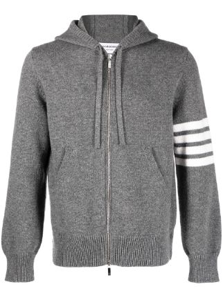 Thom Browne 4-bar Zip-up Hoodie Med Grey In Grey