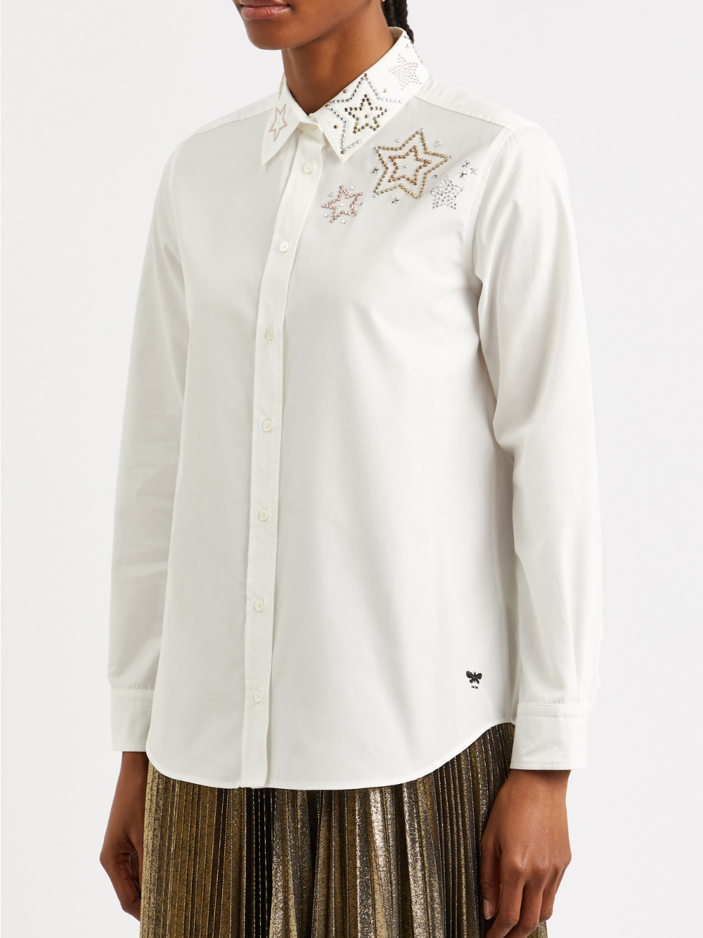 Shop Maxmara Weekend Donnola Crystal Embellished Shirt White