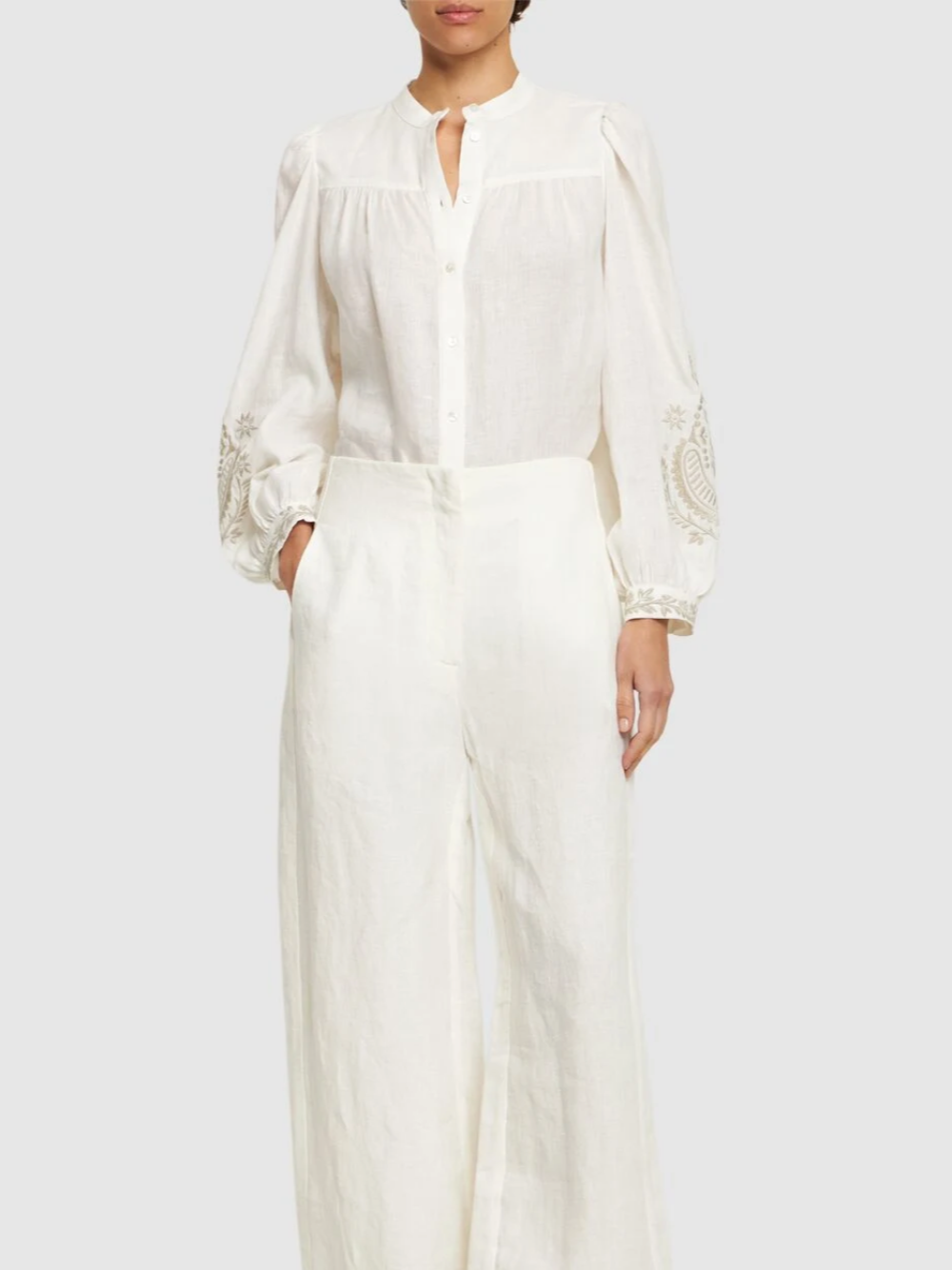 Shop Maxmara Weekend Carnia Embroidered Shirt White