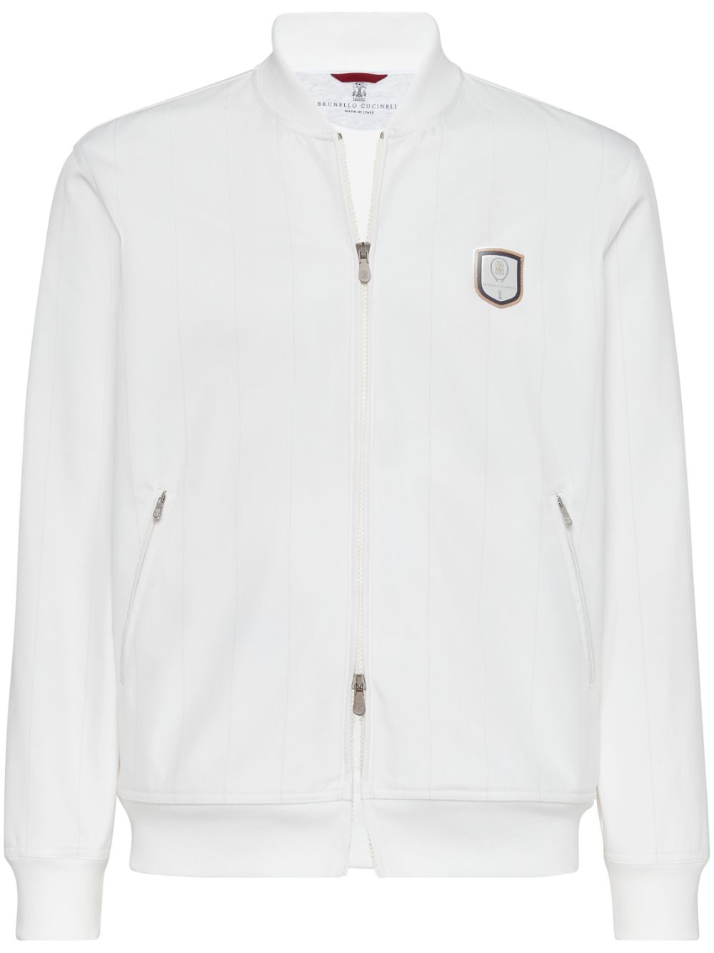 Shop Brunello Cucinelli Tennis Badge Jacket White