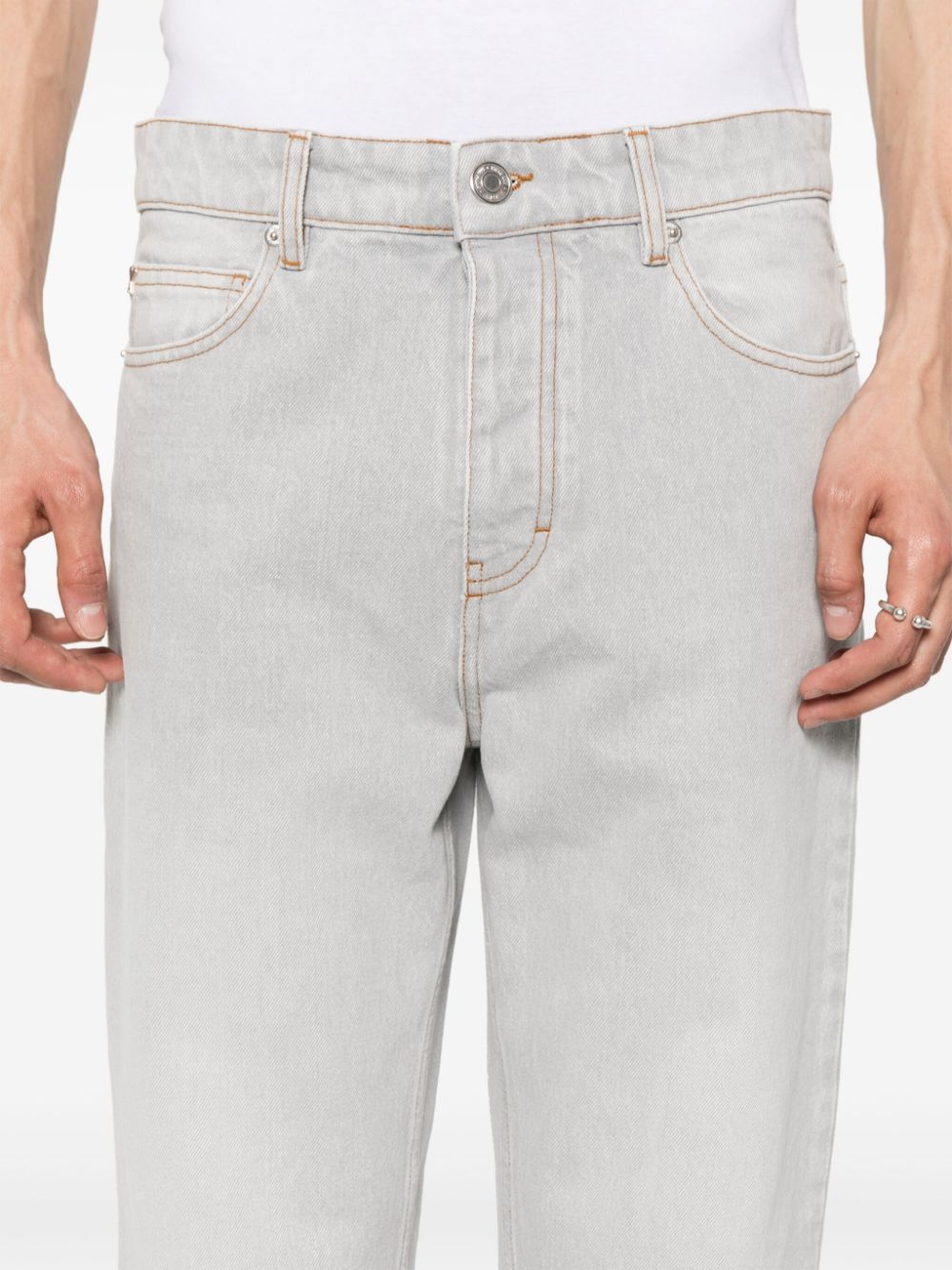 Shop Ami Alexandre Mattiussi Ami Paris Cropped Tapered Jeans Grey
