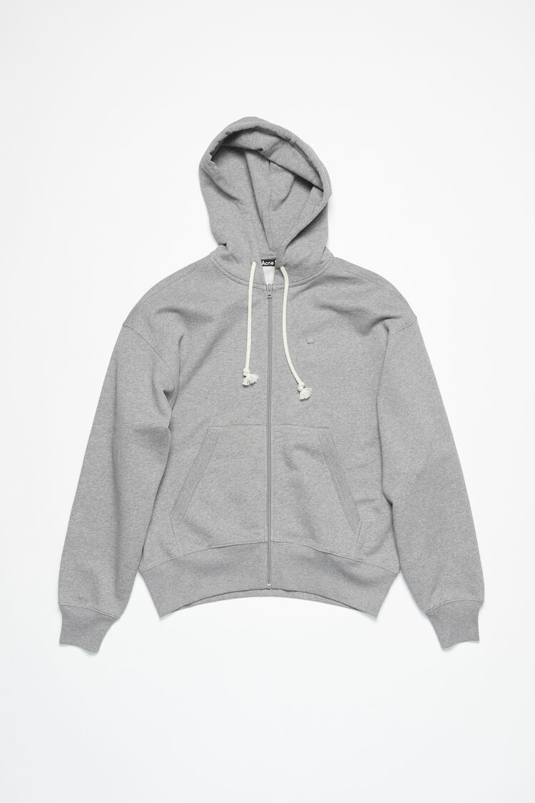 Acne Studios Face Logo Zip-up Hoodie Grey Melange In Gray