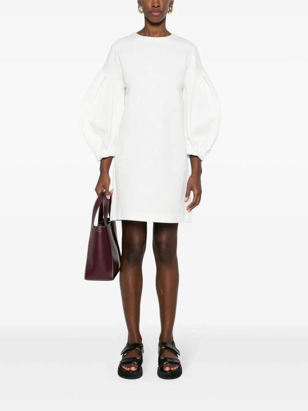 Shop Max Mara Maxmara Embossed Malia Jersey Dress White