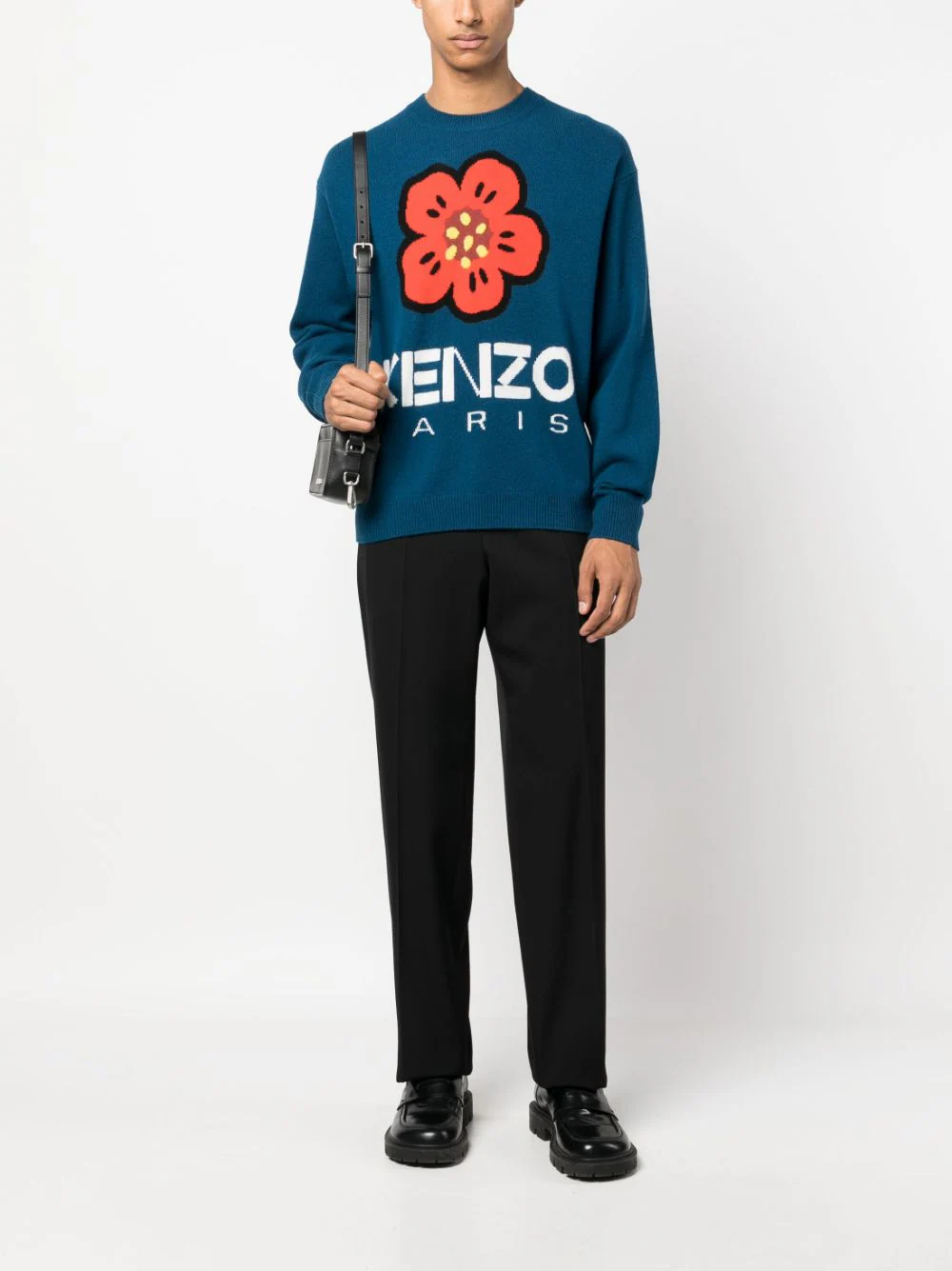 Shop Kenzo Boke Flower Intarsia-knit Jumper Blue