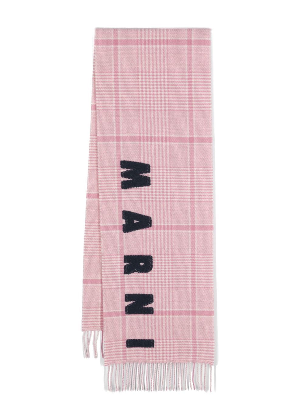 Shop Marni Checkered Wool Scarf Pink