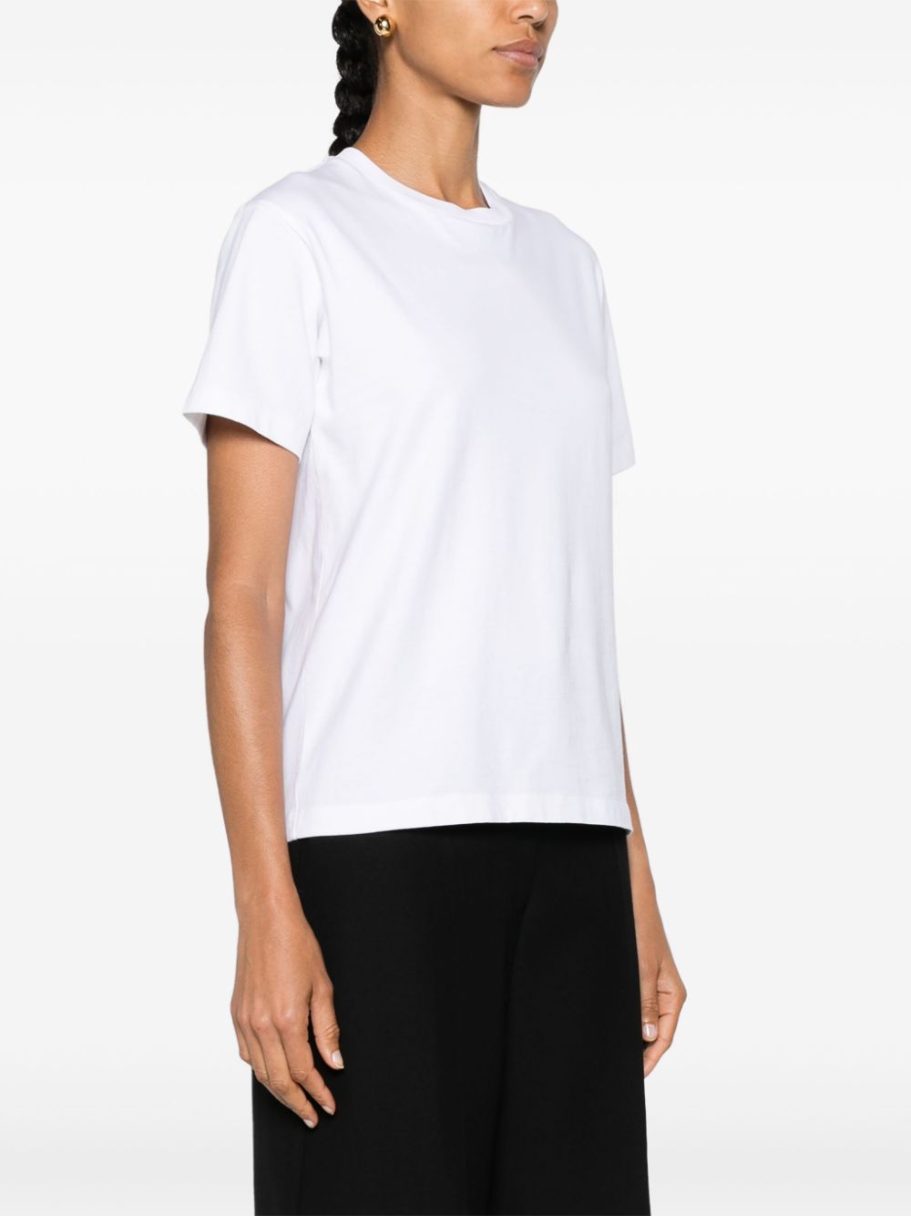 Shop Totême Toteme Crew Neck Cotton T-shirt Off-white