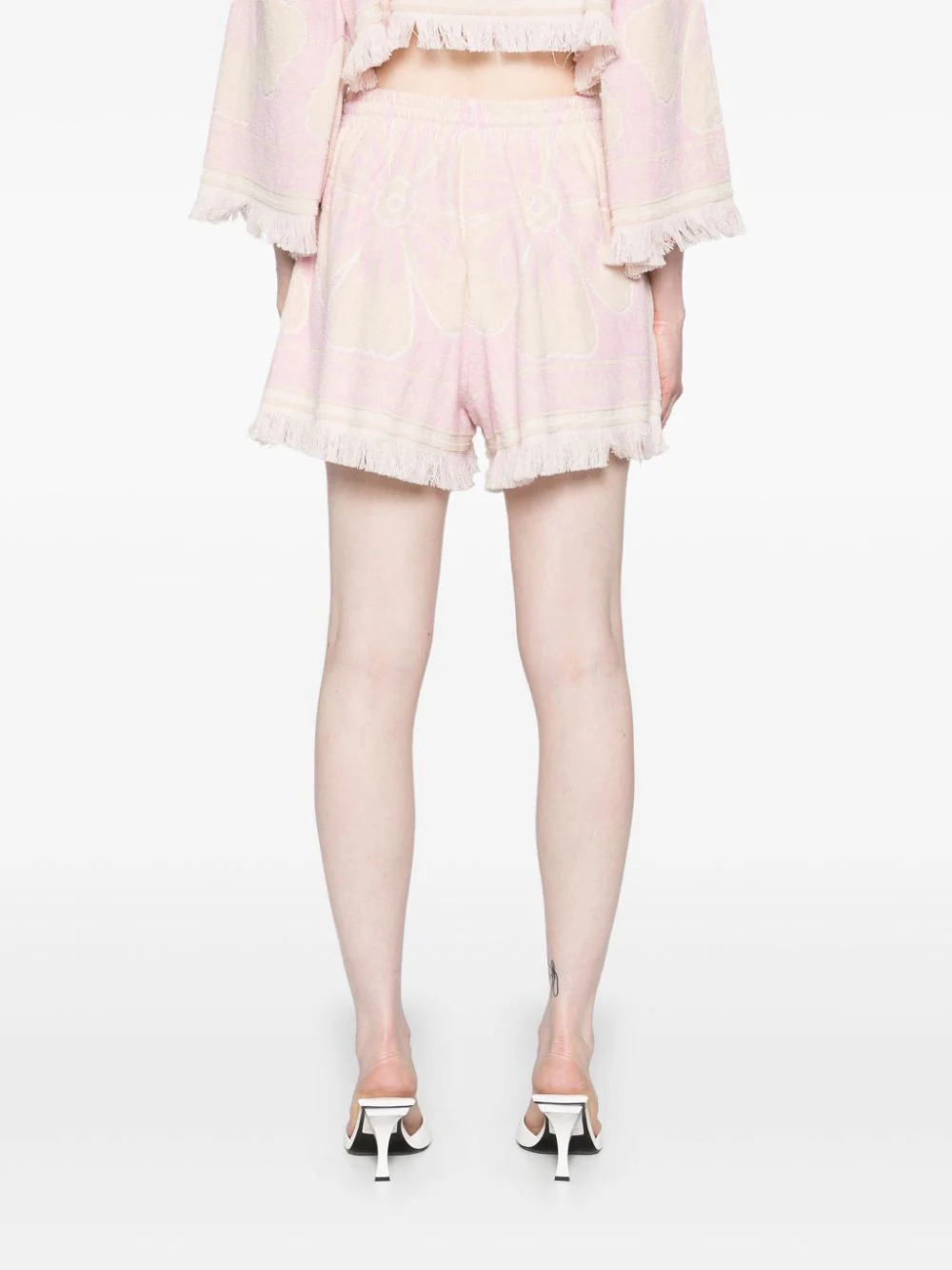 Shop Zimmermann Pop Towelling Shorts Pink Cream