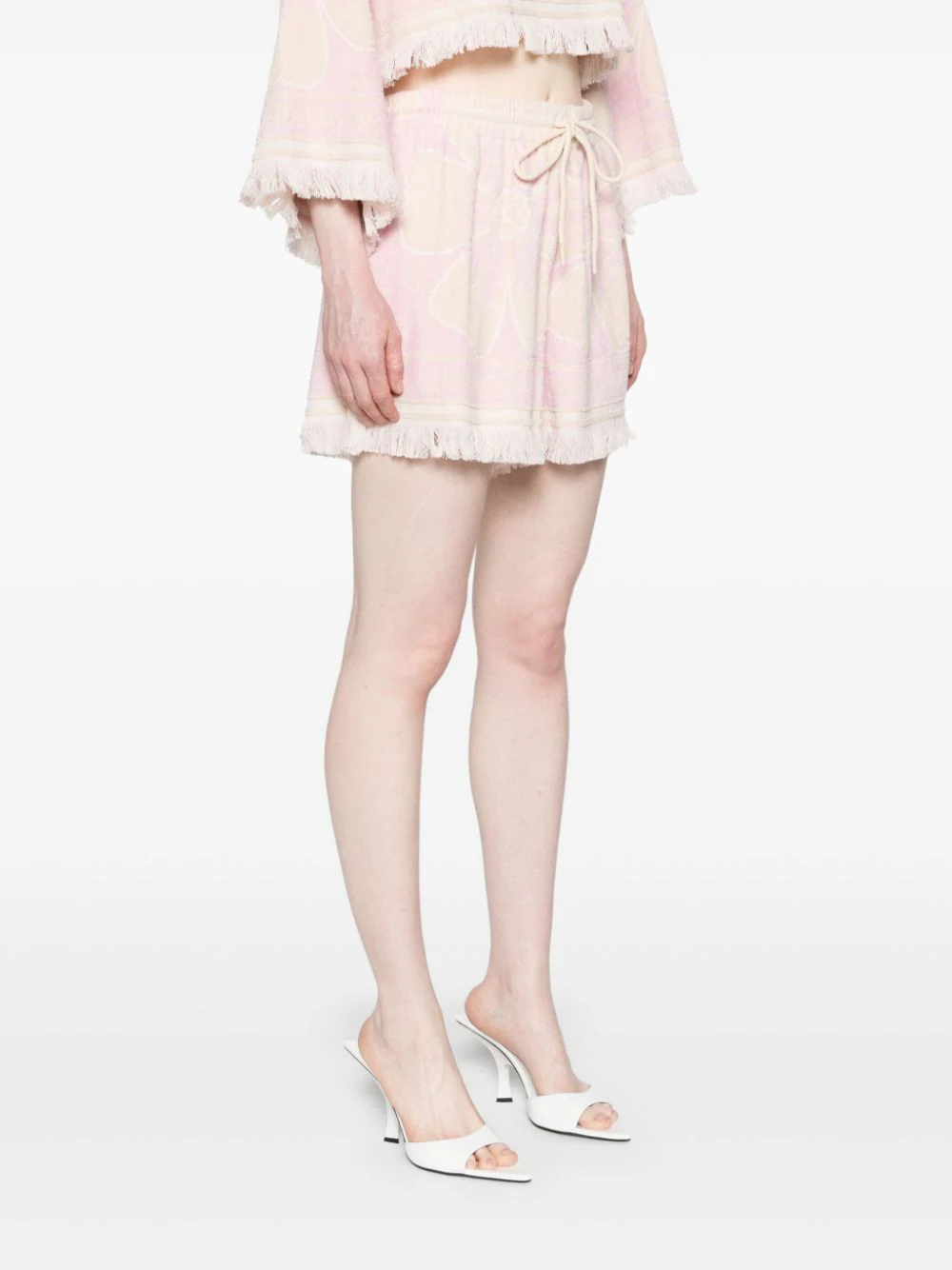 Shop Zimmermann Pop Towelling Shorts Pink Cream