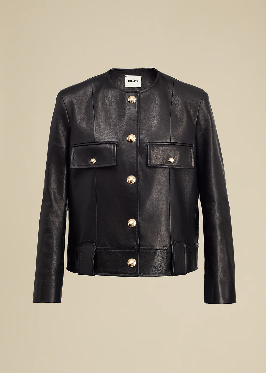 Shop Khaite Laybin Leather Jacket Black