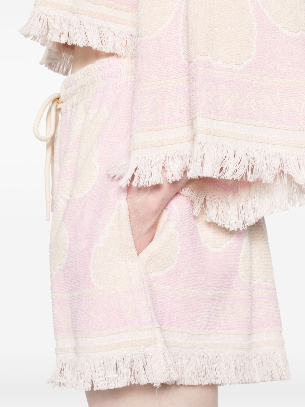 Shop Zimmermann Pop Towelling Shorts Pink Cream