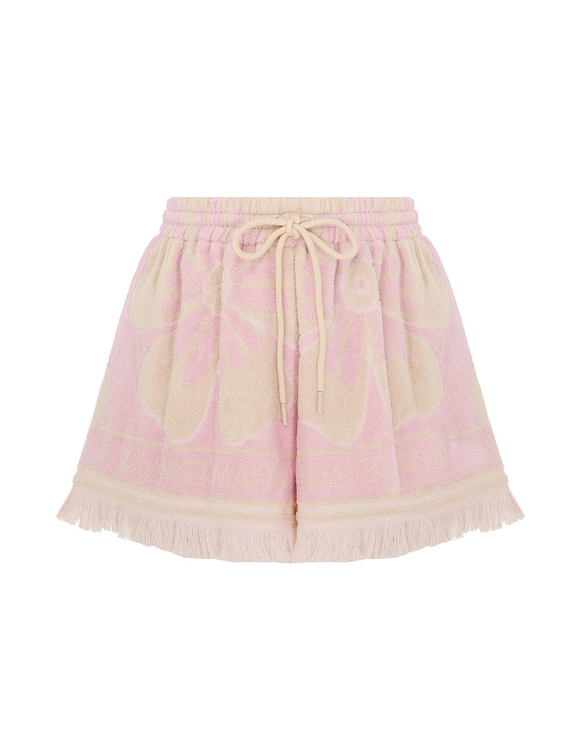 Shop Zimmermann Pop Towelling Shorts Pink Cream