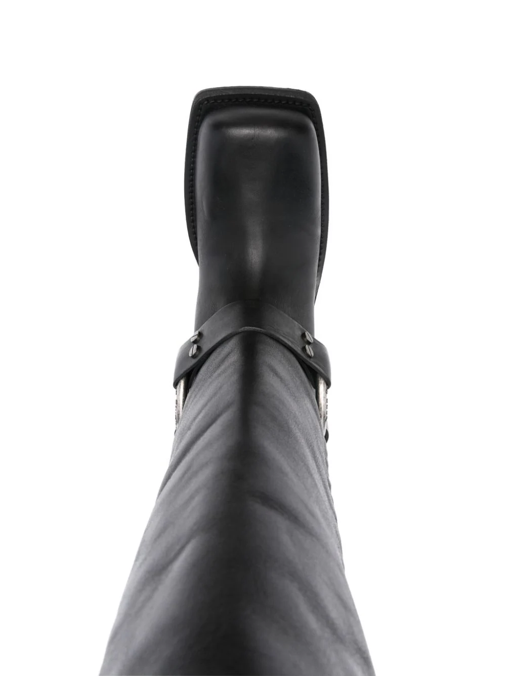 Shop Acne Studios Buckle Leather Boots Black