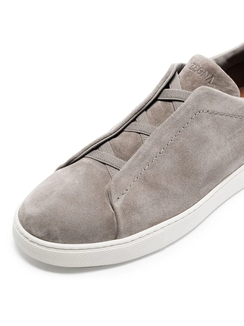 Shop Zegna Triple Stitch Suede Sneakers Grey