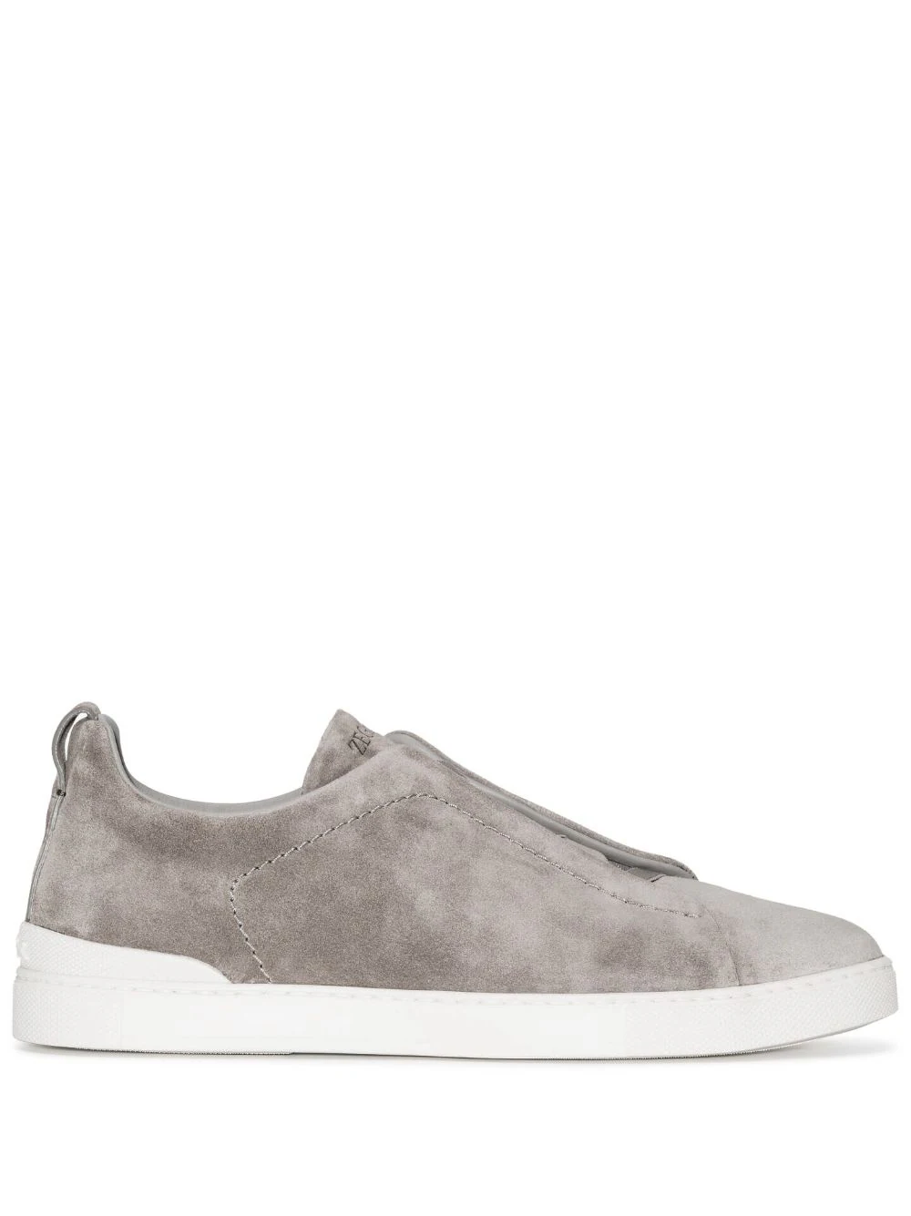 Shop Zegna Triple Stitch Suede Sneakers Grey