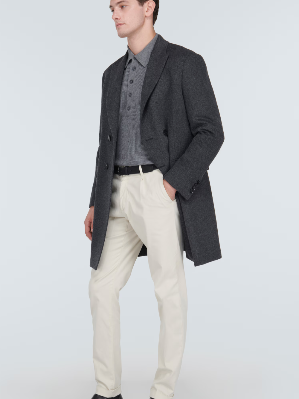 Shop Zegna Tailored Wool-blend Coat Dark Grey