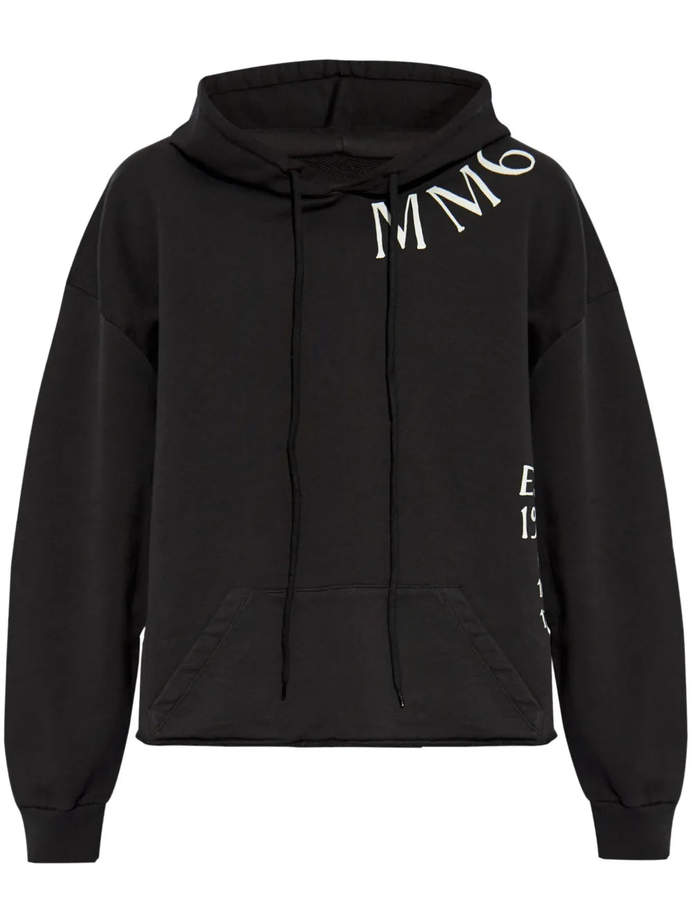 Mm6 Maison Margiela Raw Edges Hoodie With Drawstring Hood In Black