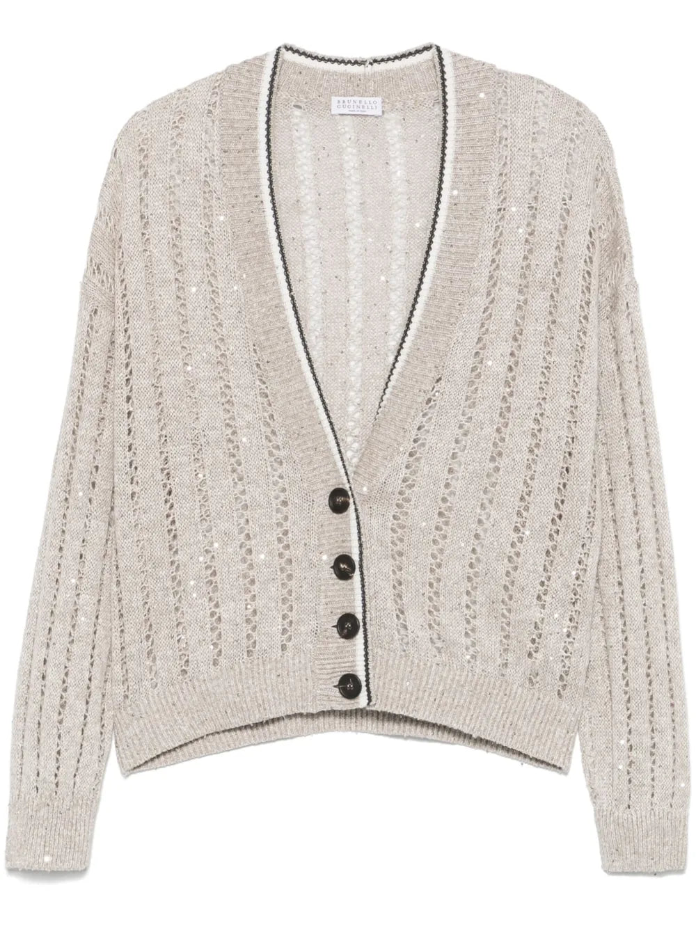 Brunello Cucinelli Open-knit Cardigan Sand Beige