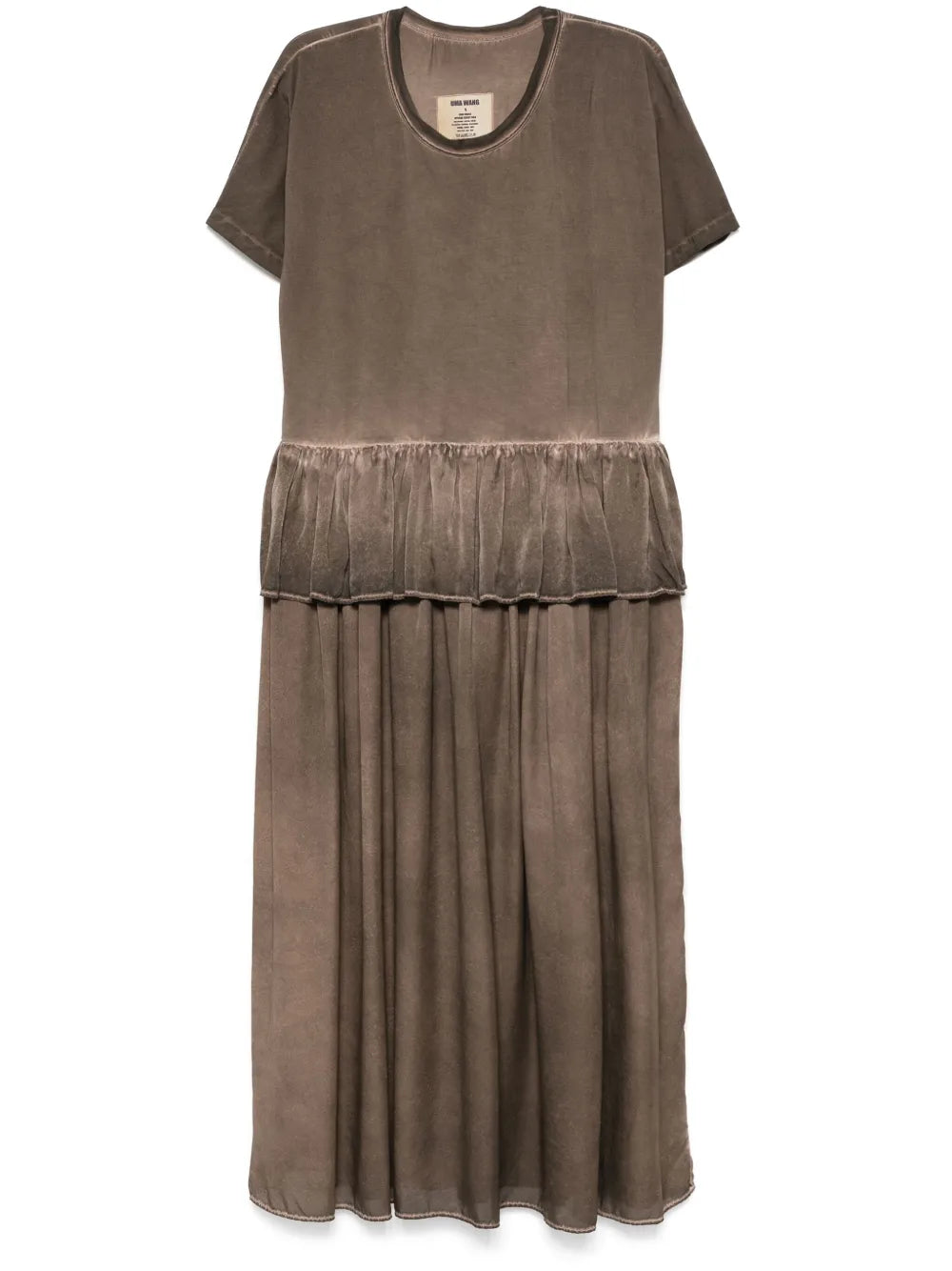 Uma Wang Dudi Ruffle-setailed Midi Dress Brown In Brown