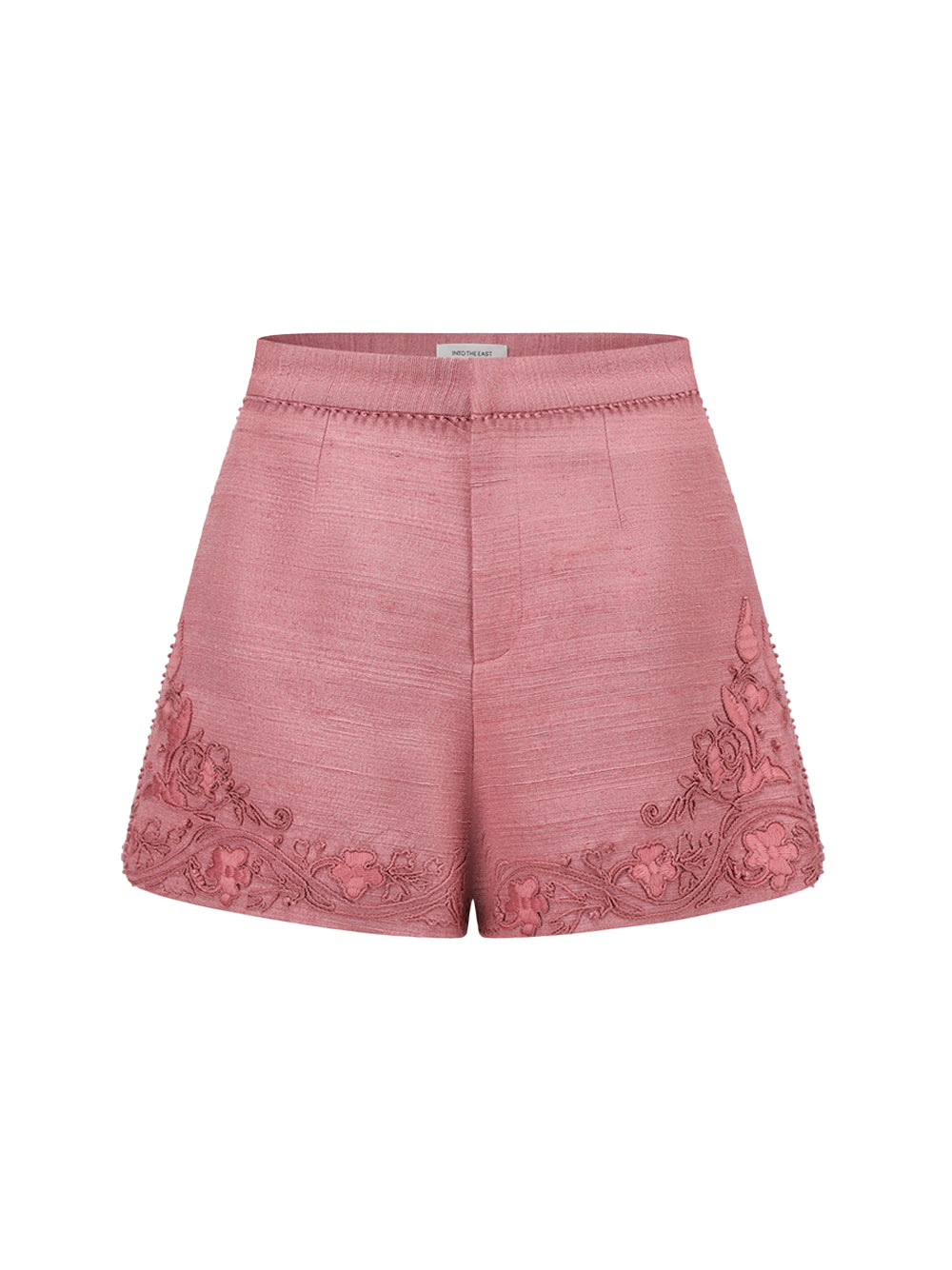 Soft embroidered tussah silk shorts