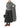 Weekend Max Mara black midi skirt styled with a grey top and checked scarf