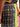 Tartan and floral-print midi skirt with neon trim, waist detail — 2620108044058-978 at MINOX boutique, Oxford