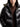 Black lacquered Moncler puffer coat, hood and shoulder detail — L20931A00168597Z8-999 at MINOX boutique, Oxford