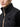 Close-up of the collar and zip fastening on a black Burberry quilted gilet