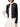 Model wearing a black Burberry women's quilted jacket with white trousers and a cream shoulder bag