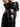 Moncler black long padded coat with a fur-trimmed hood shown from the front