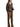 Model wearing The Row Phora grey taupe V-neck sweater with brown trousers