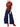 Model wearing an Issey Miyake brown ribbed top with wide-leg navy trousers