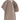 Front view of Studio Nicholson taupe short-sleeved top with gathered shoulder detail