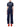 Front view of an Issey Miyake navy ribbed short-sleeve top