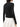 Back view of a model wearing a black Burberry quilted jacket with white trousers