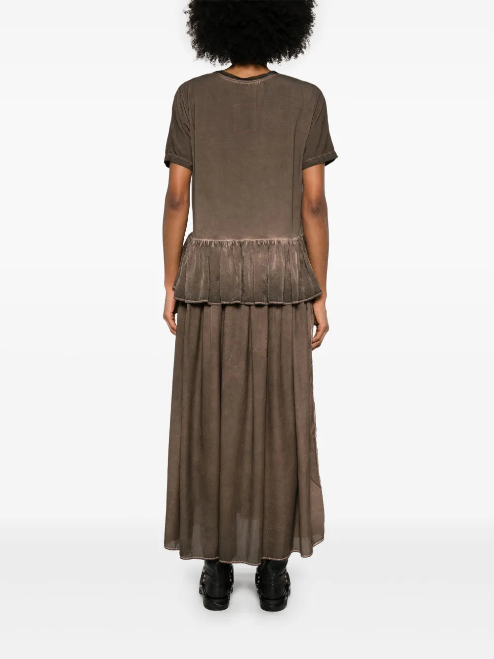 Uma Wang Dudi Ruffle-setailed Midi Dress Brown In Brown