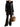 Side view of Moncler black long padded coat with a fur-trimmed hood