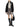 Black leather blouson jacket, full-length look with a check skirt and knee boots — MPNM07569 at MINOX boutique, Oxford