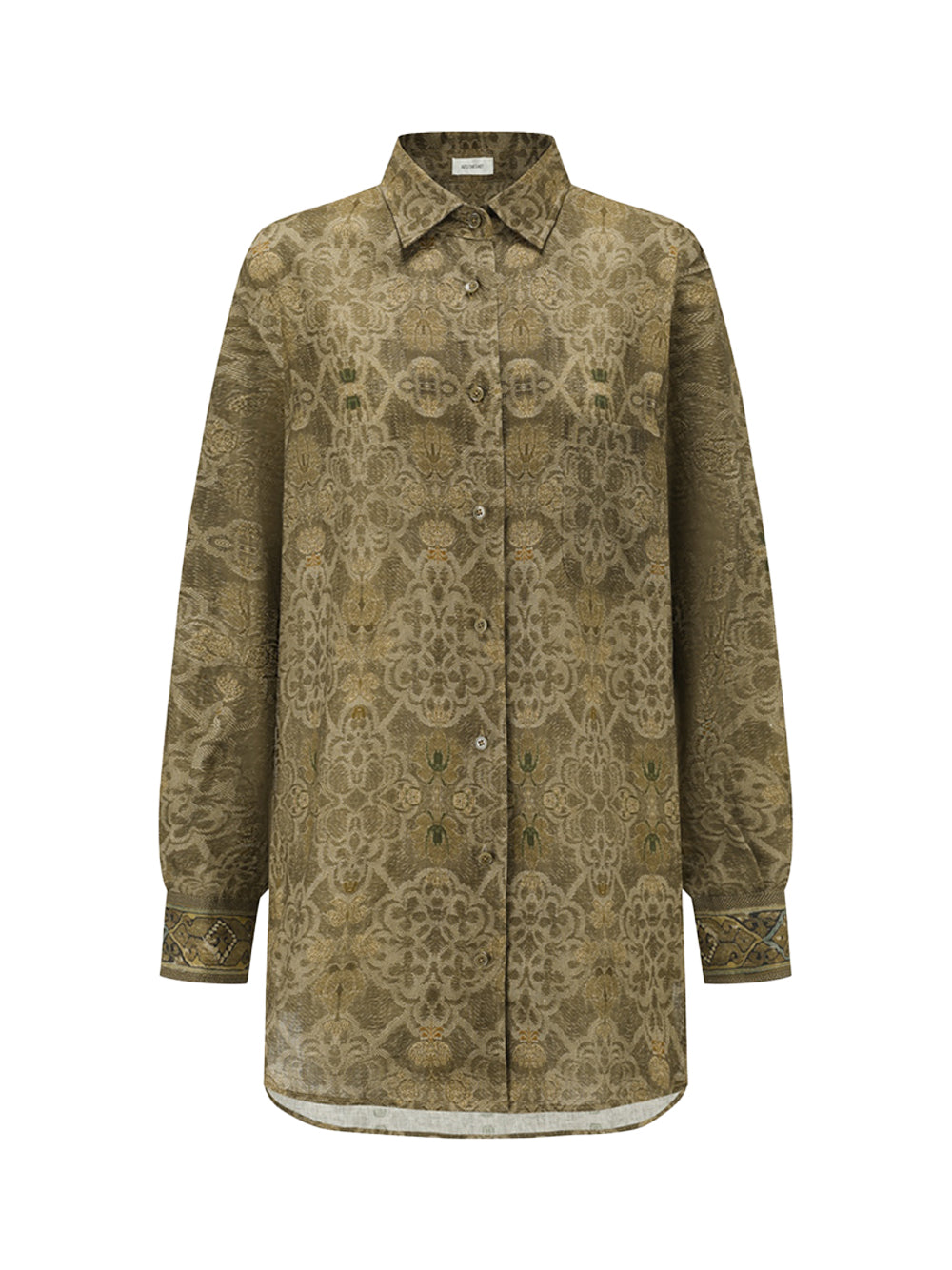 Moss Tone on Tone Printed Linen Shirt
