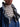 Check scarf-collar detail on a blue denim blouson jacket — 2620105024416-504 at MINOX boutique, Oxford