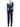 Model wearing an Issey Miyake abstract print long-sleeve top with navy trousers