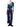 Model wearing an Issey Miyake abstract print top with navy trousers