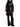 Moncler black long padded coat with a fur-trimmed hood shown from the back