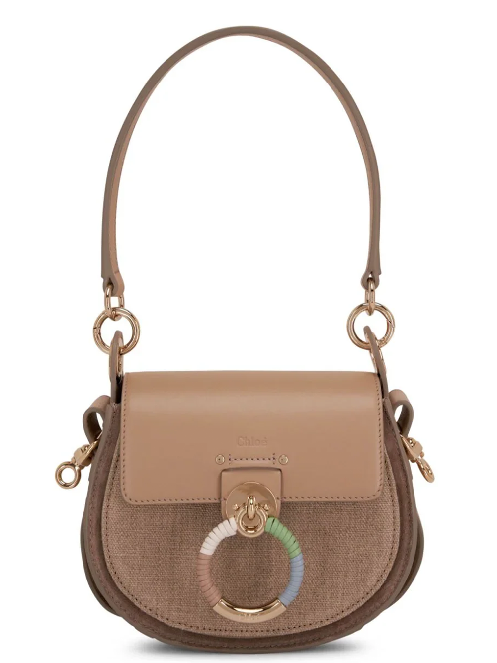 Chloé Tess Ring-embellished Shoulder Bag Argyle Brown