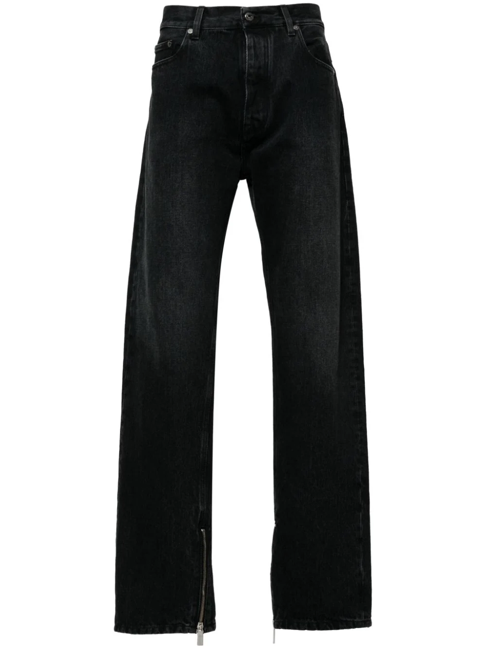 Zip Detail Straigh Leg Jeans Black