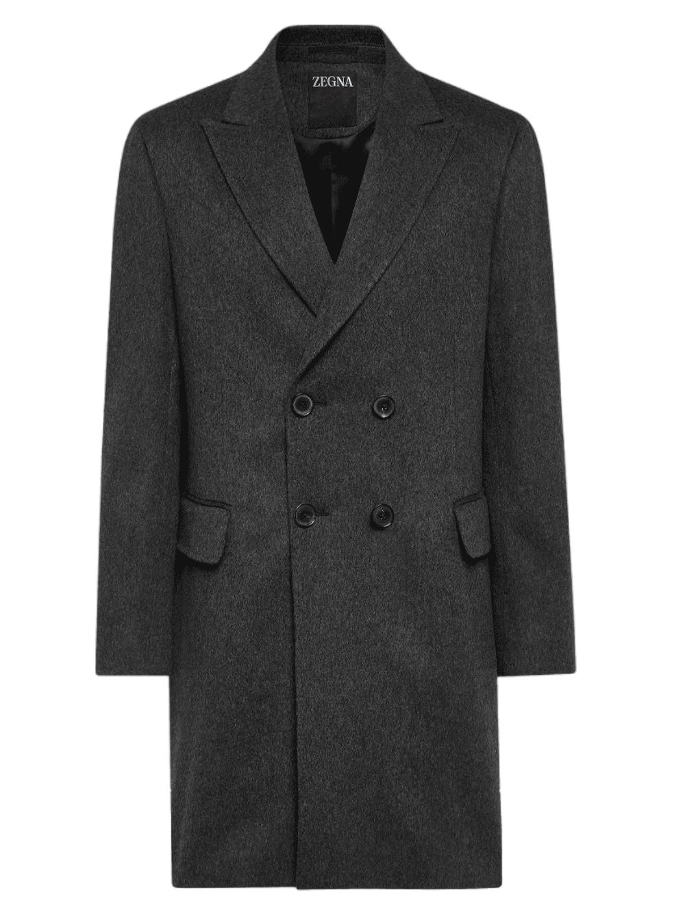 Tailored Wool Blend Coat Dark Grey